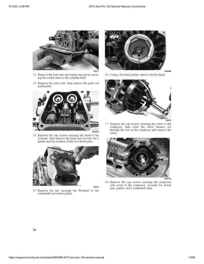 Arctic Cat Sno Pro 120 Snowmobile Service Manual sample page with diagrams and specifications