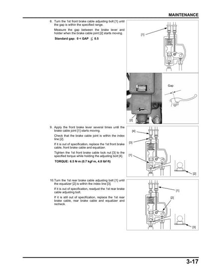 Honda NCW 50 Motorcycle Service Manual sample page with diagrams and specifications