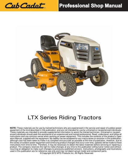Cub Cadet LTX 1000 Tractor Service Manual factory service manual title page
