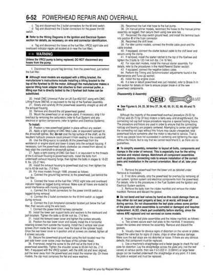 Johnson Evinrude 1.25 - 70 HP Outboard Service Manual sample page from the repair manual