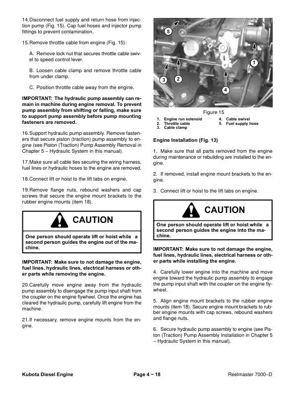 Toro Reelmaster 7000 D Mower Service Manual sample page with diagrams and specifications