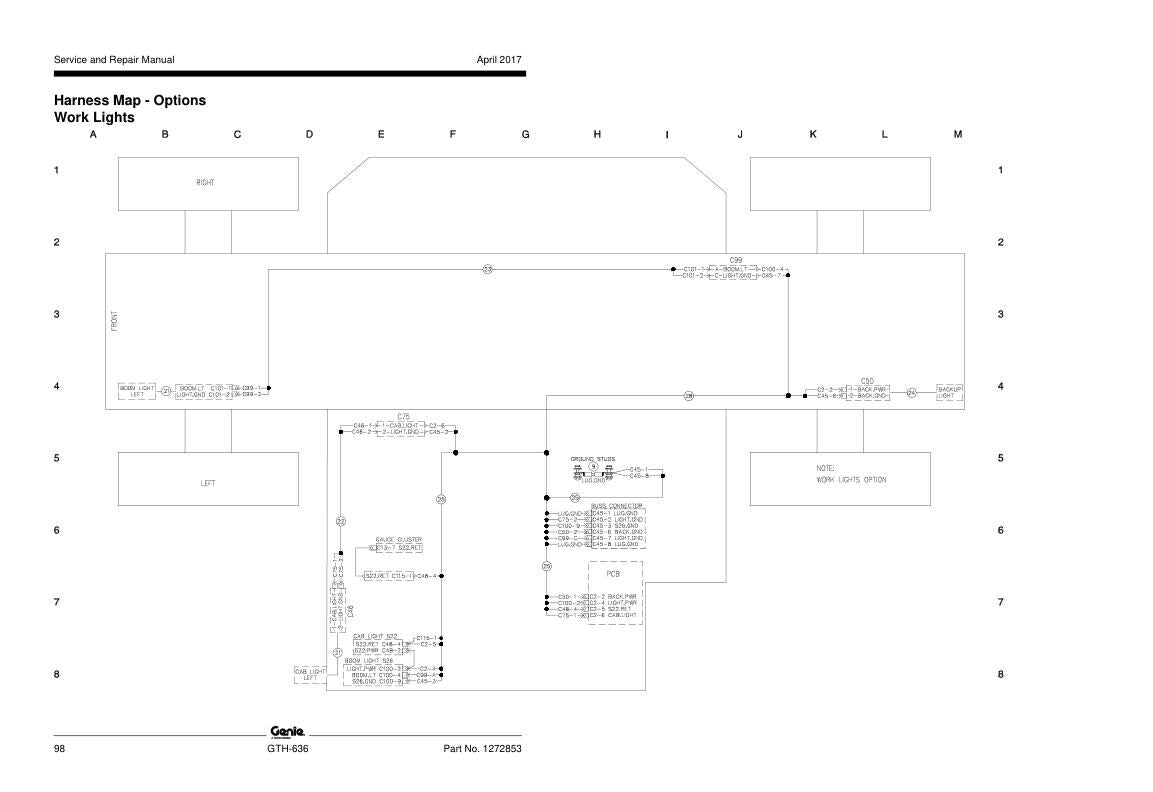 Genie GTH 636 Telehandler Service Manual sample page showing schematics and diagrams