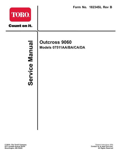 Toro 9060 Outcross Mower Service Manual factory service manual title page