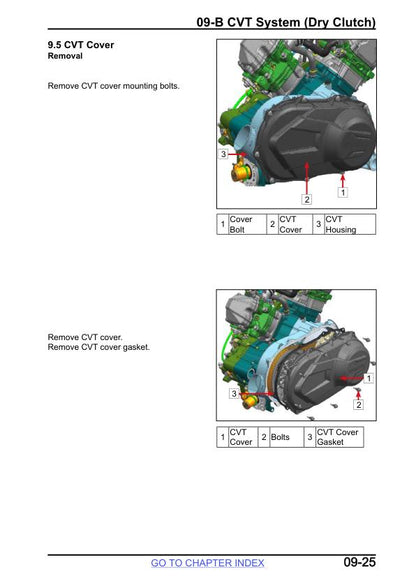CFMOTO XFORCE 800 UTV Service Manual sample page showing repair procedures