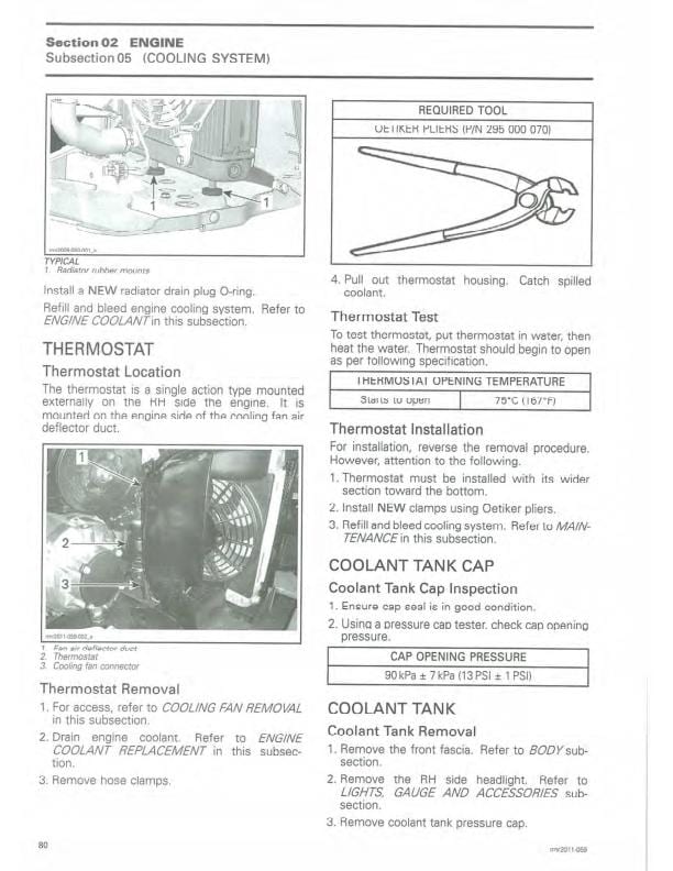 Can Am Spyder RT RTS Service Manual sample page from service manual