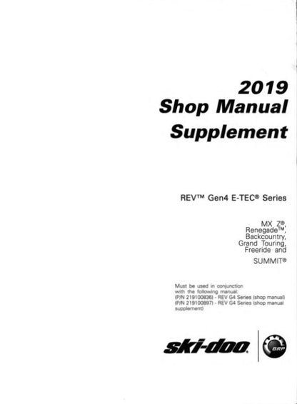Skidoo Summit Freeride MXZ Renegade 600 850 Snowmobile Service Manual table of contents