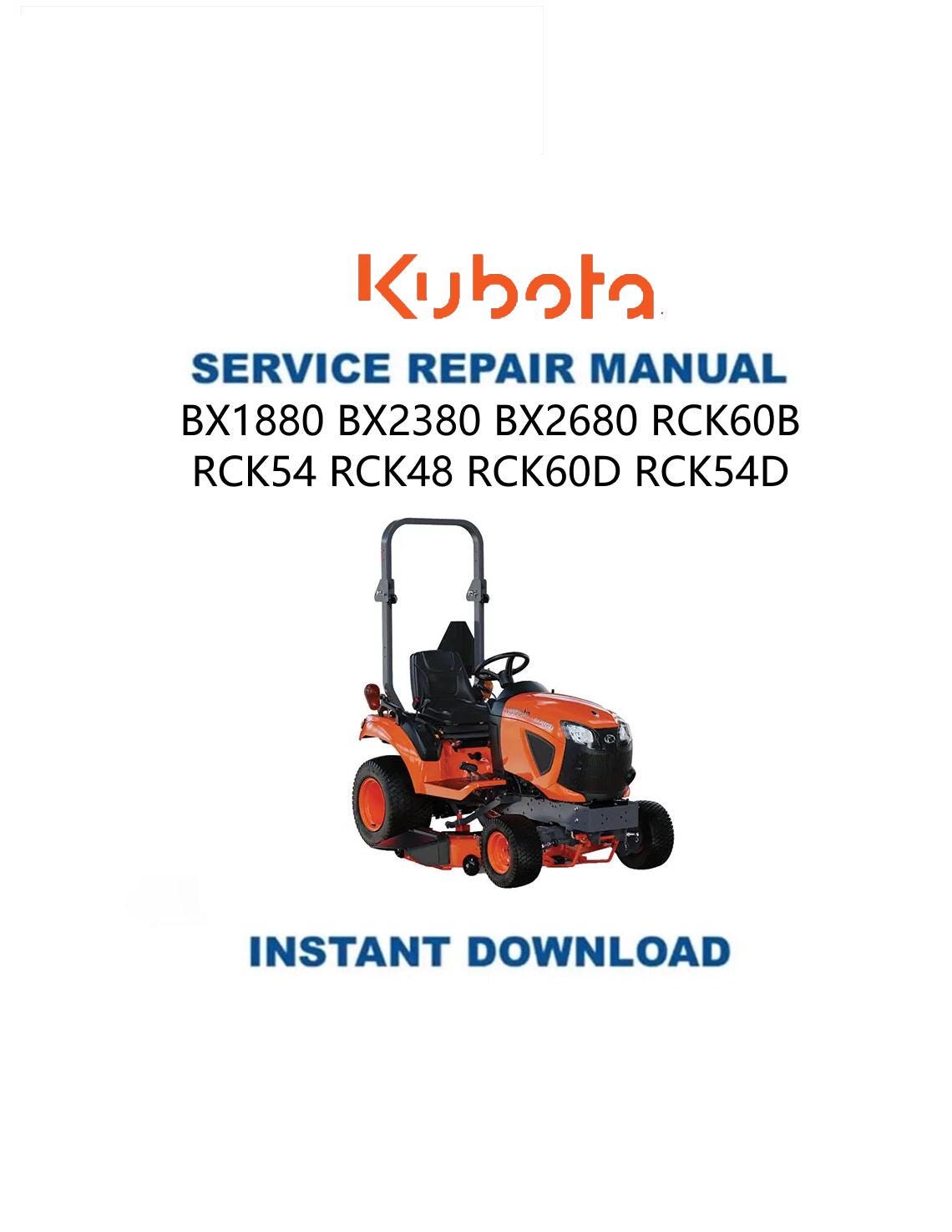 Kubota BX1880 BX2380 BX2680 Tractor Service Manual - Service Manual PDF Instant Download