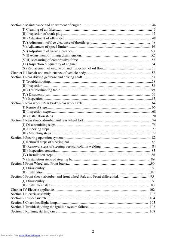 Baja Wilderness Trail WD400U ATV Service Manual sample page from service manual