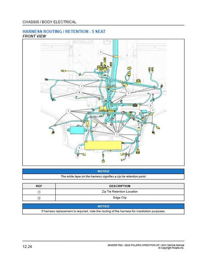 Polaris Xpedition XP ADV 1000 UTV Service Manual sample page with service data and tables