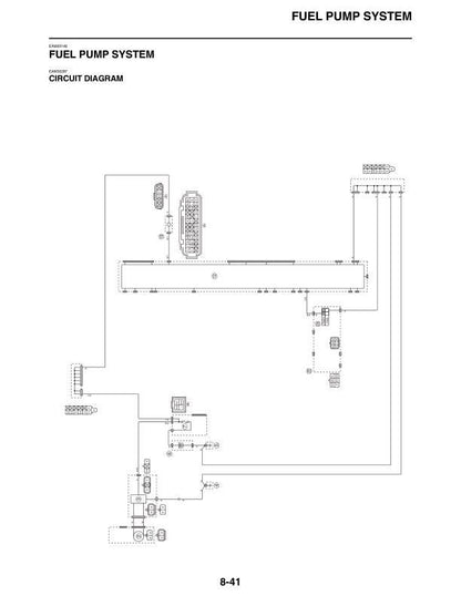 Yamaha YZ450FP Motorcycle Service Manual sample page with service data and tables