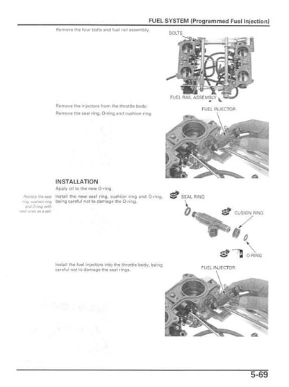 Honda VFR800/A Interceptor Motorcycle Service Manual sample page with technical illustrations