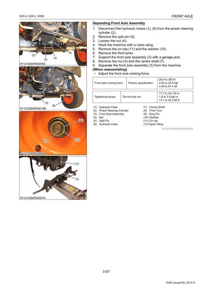 Kubota G23 G26 Mower Service Manual sample page showing schematics and diagrams