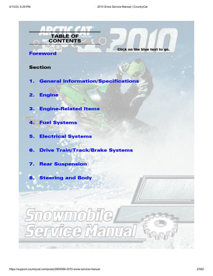 Arctic Cat Crossfire Bearcat M6 M8 F6 F8 Snowmobile Service Manual factory service manual title page
