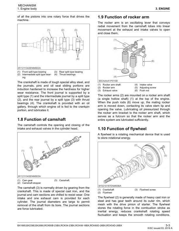 Kubota BX1880 BX2380 BX2680 Tractor Service Manual sample page with diagrams and specifications