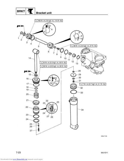 Yamaha 200C 225C Outboard Service Manual sample page from the repair manual