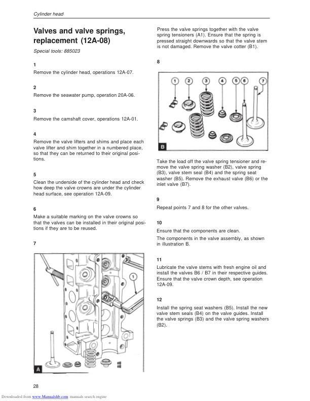 Volvo Penta MD22 TMF22 TAMD22 Engine Service Manual sample page with diagrams and specifications