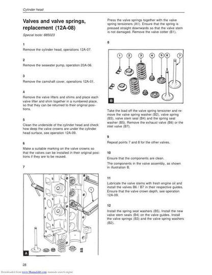 Volvo Penta MD22 TMF22 TAMD22 Engine Service Manual sample page with diagrams and specifications