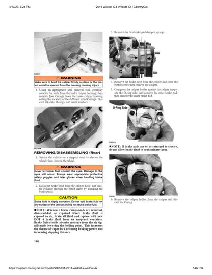 Arctic Cat Wildcat X 4X 1000 UTV Service Manual sample page with service data and tables