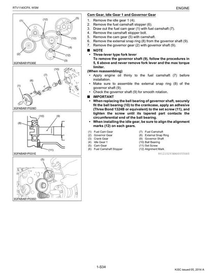 Kubota RTV1140CPX Utility Vehicle Service Manual sample page from service manual