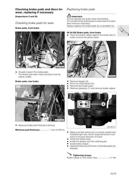BMW F 650 GS Dakar Motorcycle Service Manual table of contents