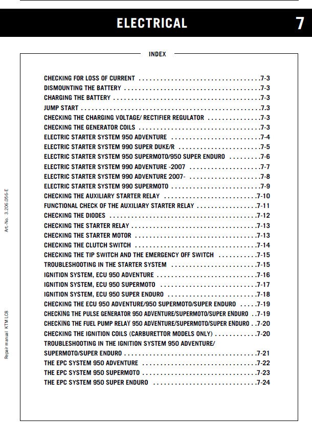 KTM 950 990 LC8 Motorcycle Engine Service Manual sample page from service manual