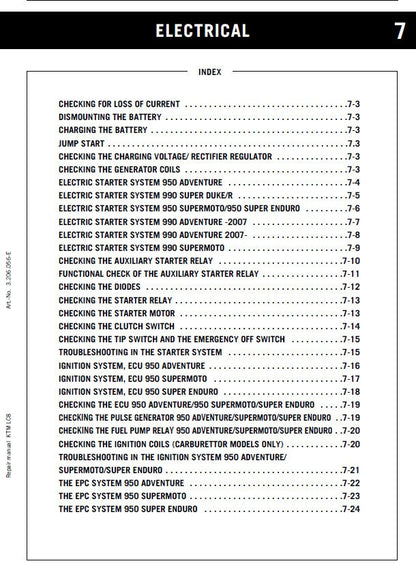 KTM 950 990 LC8 Motorcycle Engine Service Manual sample page from service manual