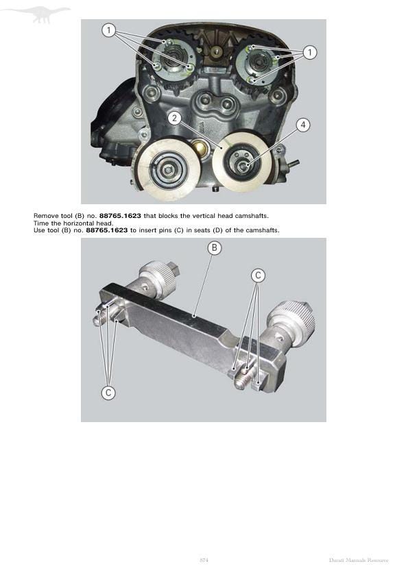 Ducati Monster 821 Motorcycle Service Manual sample page with service data and tables