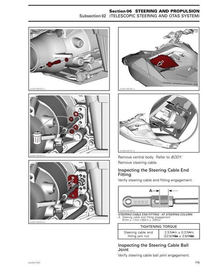 Sea-Doo Spark Service Manual sample page with service data and tables