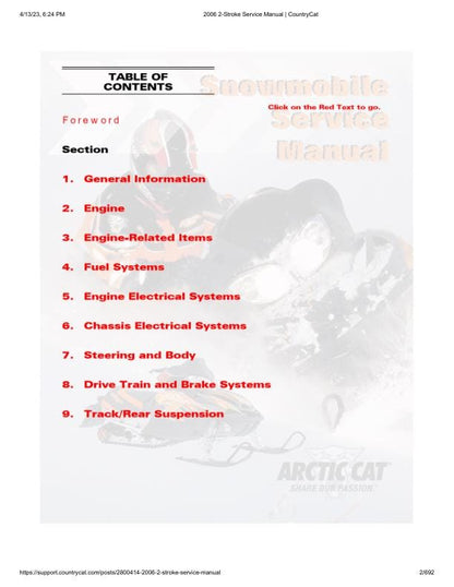Arctic Cat  Panther Firecat Bearcat Z M Snowmobile Service Manual factory service manual title page