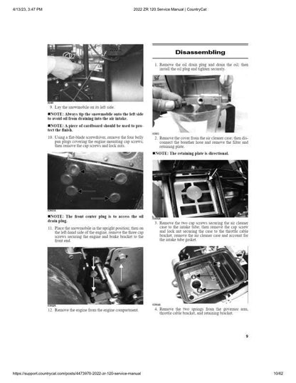 Arctic Cat ZR 120 Kitty Cat Snowmobile Service Manual sample page from service manual