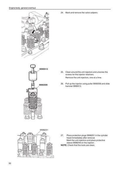 Volvo Penta TAD 1640 1641 1642 Engine Service Manual sample page with diagrams and specifications