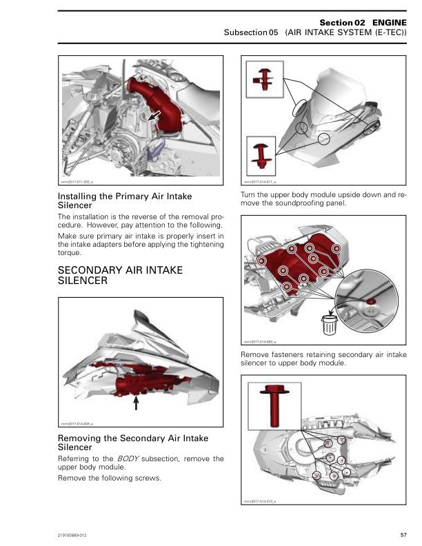 Lynx XTerrain Series 600 850 Snowmobile Service Manual table of contents