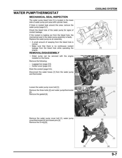 Honda NCW 50 Motorcycle Service Manual sample page with technical illustrations