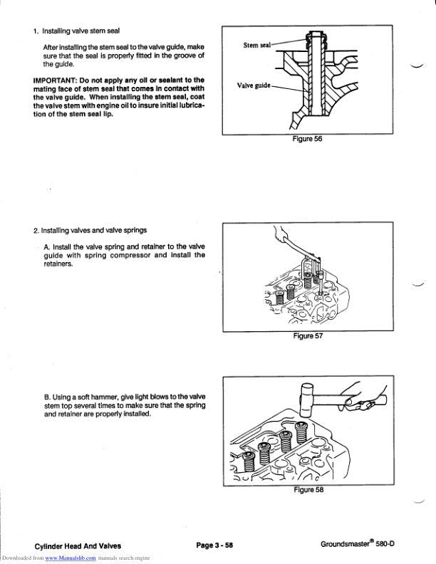 Toro Groundsmaster 580 D Mower Service Manual sample page showing repair procedures
