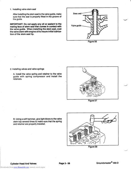 Toro Groundsmaster 580 D Mower Service Manual sample page showing repair procedures