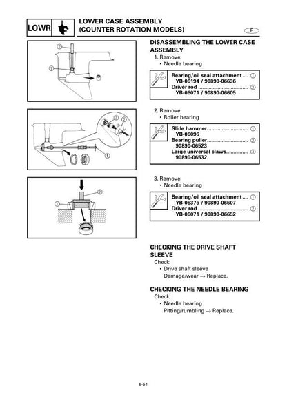 Yamaha F115C LF115C Outboard Service Manual sample page with technical illustrations
