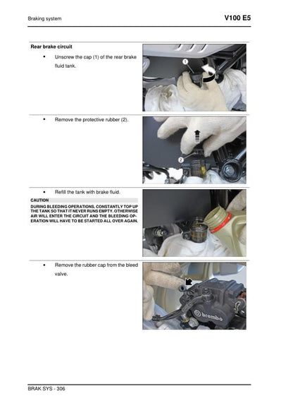 Moto Guzzi V100 Mandello E5 Motorcycle Service Manual sample page showing schematics and diagrams