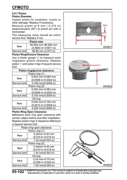 CFMOTO ZFORCE 950 1000 EX Sport Service Repair Manual sample page showing repair procedures