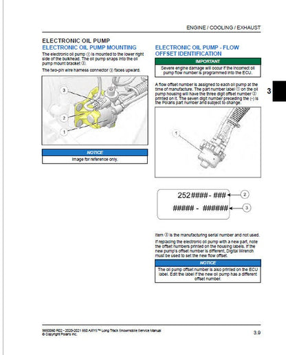 Polaris AXYS 850 Snowmobile Service Manual sample page showing repair procedures