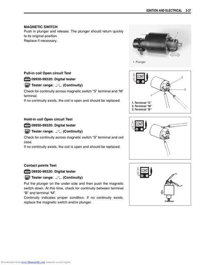 Suzuki DF9.9 DF15 Outboard Service Manual sample page showing repair procedures
