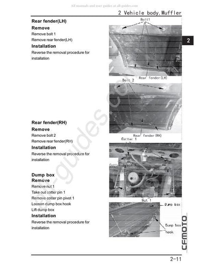 CFMOTO CF500-3 UTV Service Manual sample page from service manual