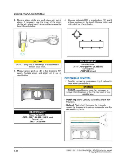 Polaris General 1000 UTV Service Manual sample page with diagrams and specifications