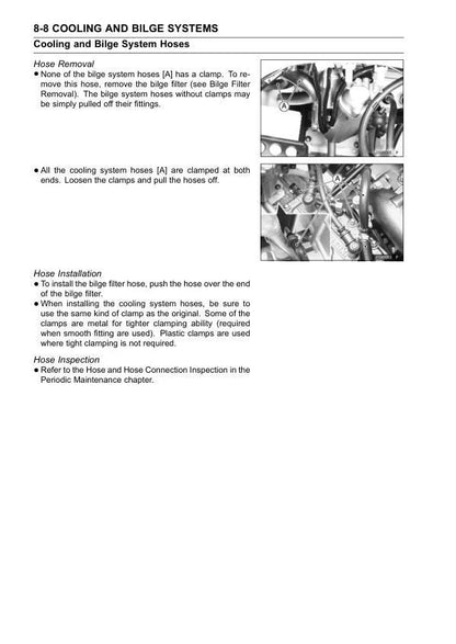 Kawasaki JetSki X2 Service Manual sample page with service data and tables