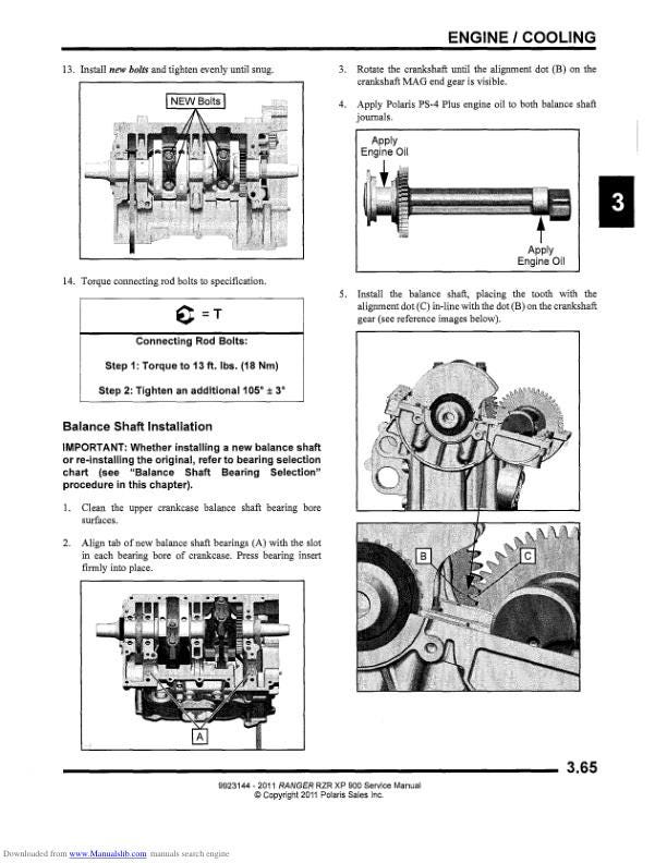 Polaris RZR Ranger 900 UTV Service Manual sample page showing repair procedures