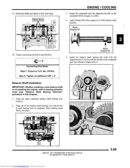 Polaris RZR Ranger 900 UTV Service Manual sample page showing repair procedures