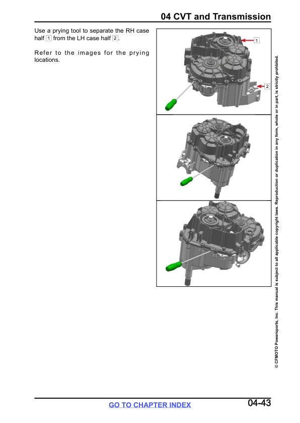 CFMOTO UFORCE U10 UTV Service Manual sample page from service manual