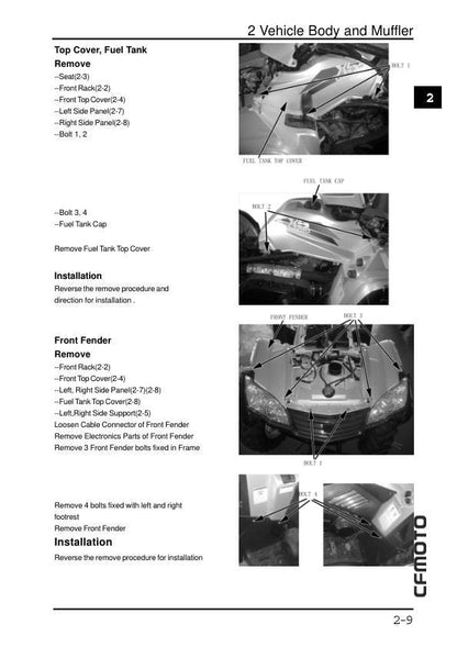 CFMOTO CF500-5 CF500-5A Service Manual table of contents