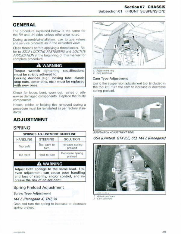 Skidoo REV 1200 GTX GSX MXZ Snowmobile Service Manual sample page with technical illustrations