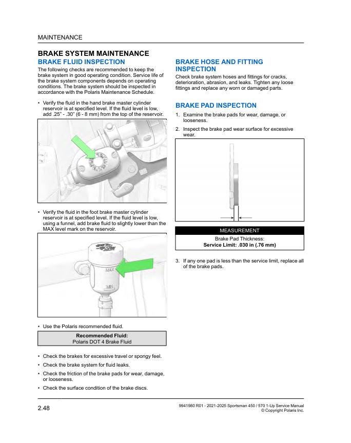 Polaris Sportsman 450 570 ATV Service Manual sample page from service manual