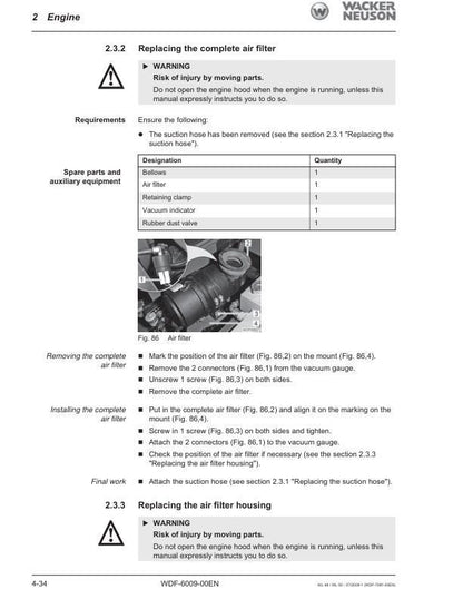 Wacker Neuson WL 48 50 Wheel Loader Service Manual sample page with diagrams and specifications